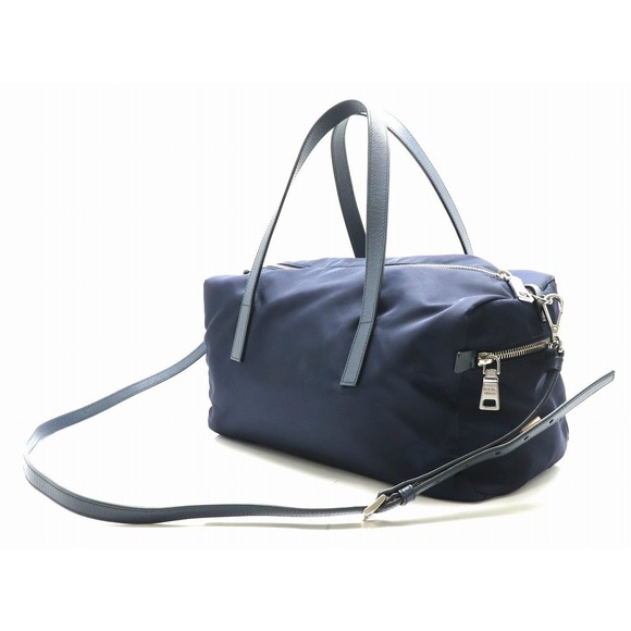 Prada Leather Blue Nylon Bag 2WAY Crossbody - Picture 1 of 8